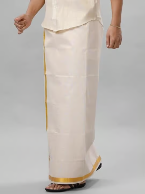 Men Half Sleeve Shirt With Jari Dhoti Set